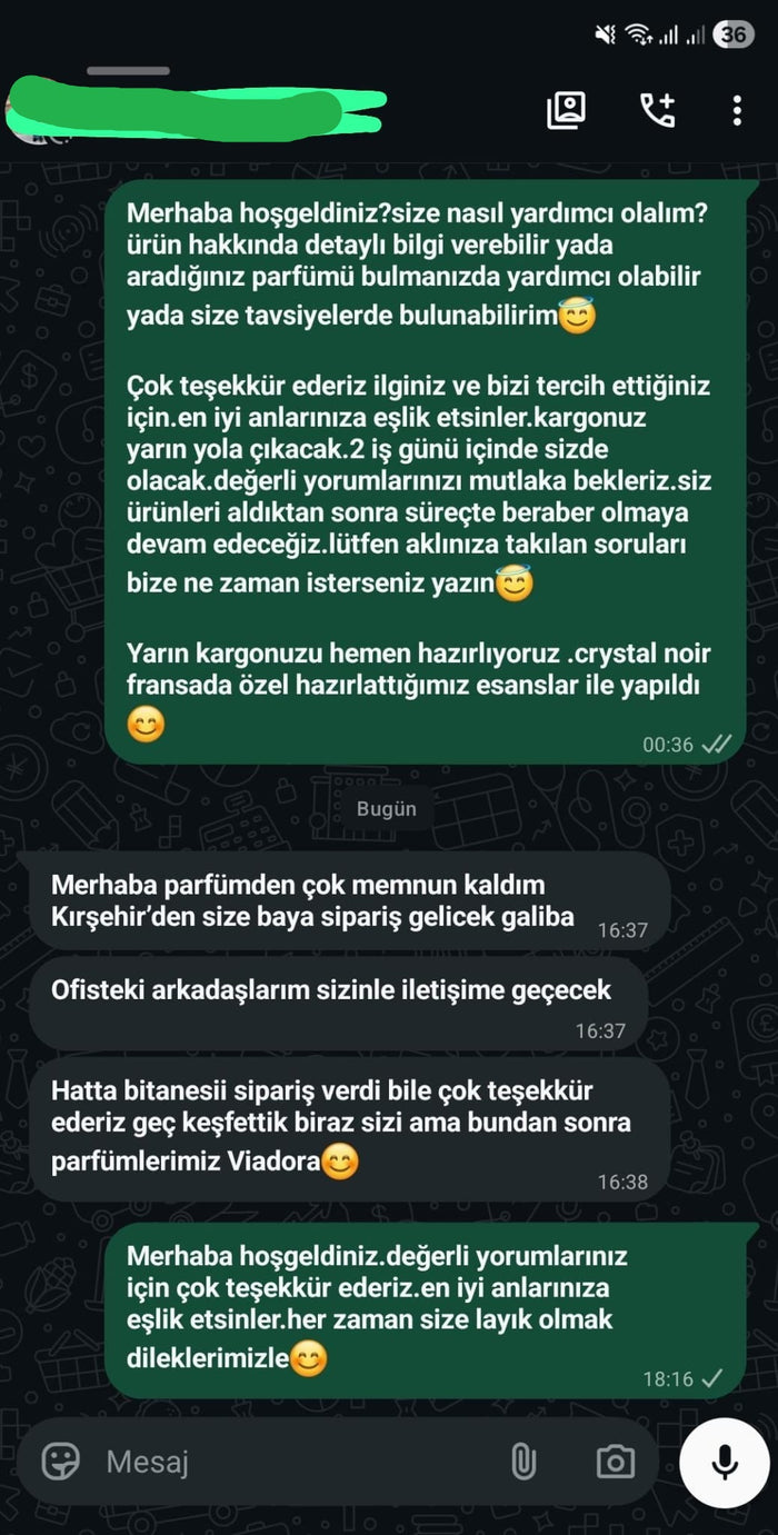 Müşteri WhatsApp yazışması
