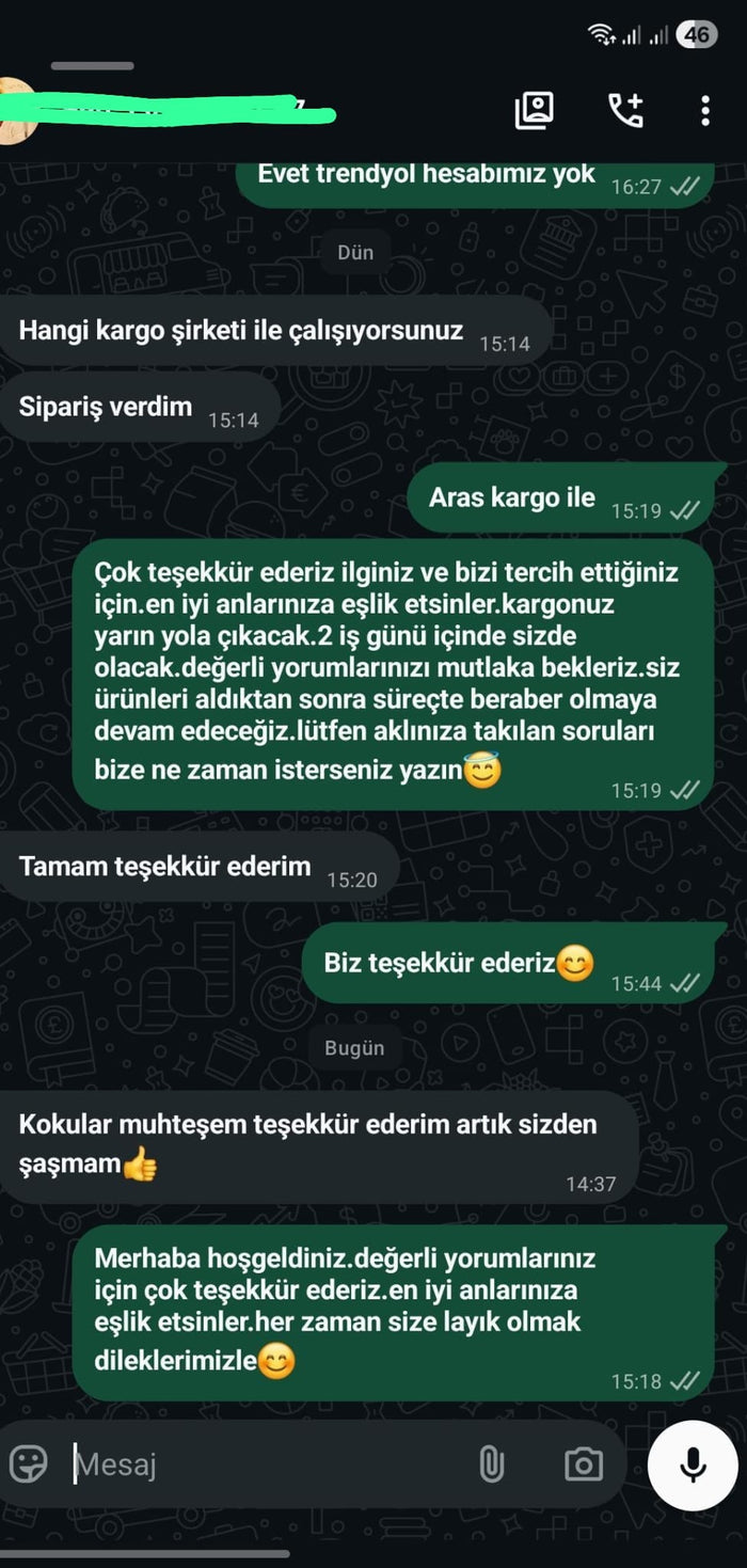 Müşteri WhatsApp yazışması