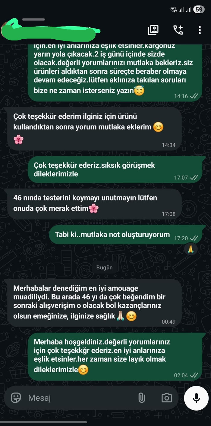 Müşteri WhatsApp yazışması