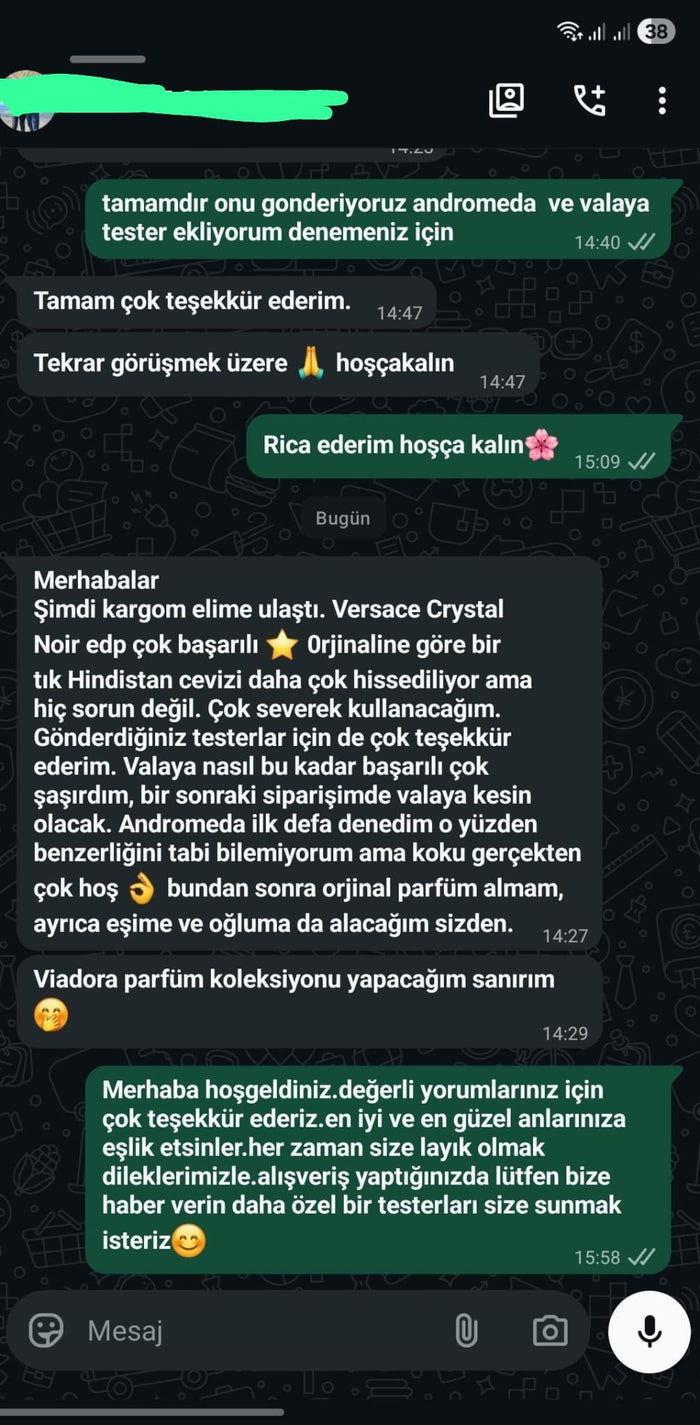 Müşteri WhatsApp yazışması