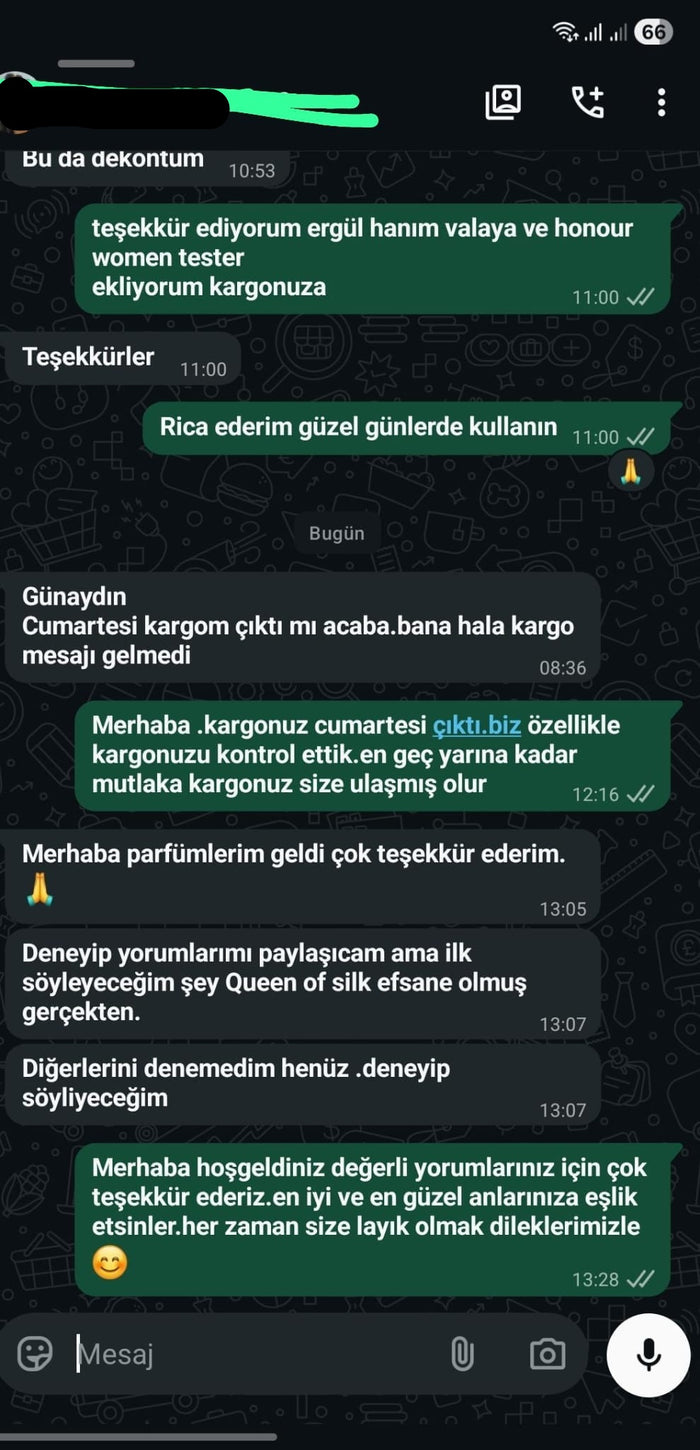 Müşteri WhatsApp yazışması