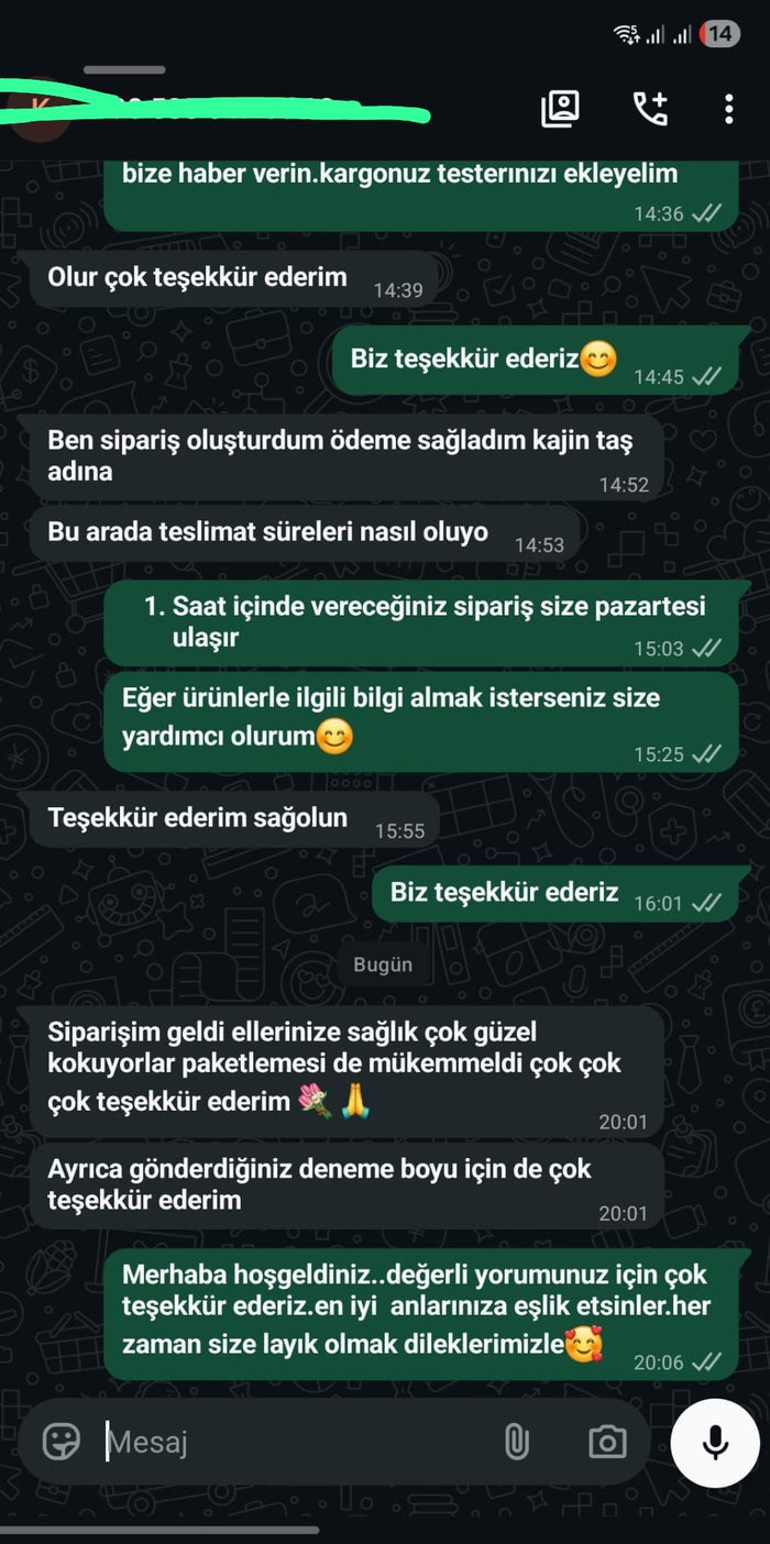 Müşteri WhatsApp yazışması