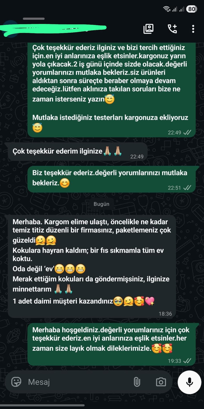 Müşteri WhatsApp yazışması