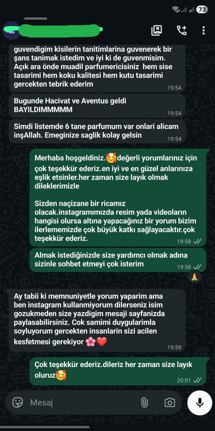 Müşteri WhatsApp yazışması