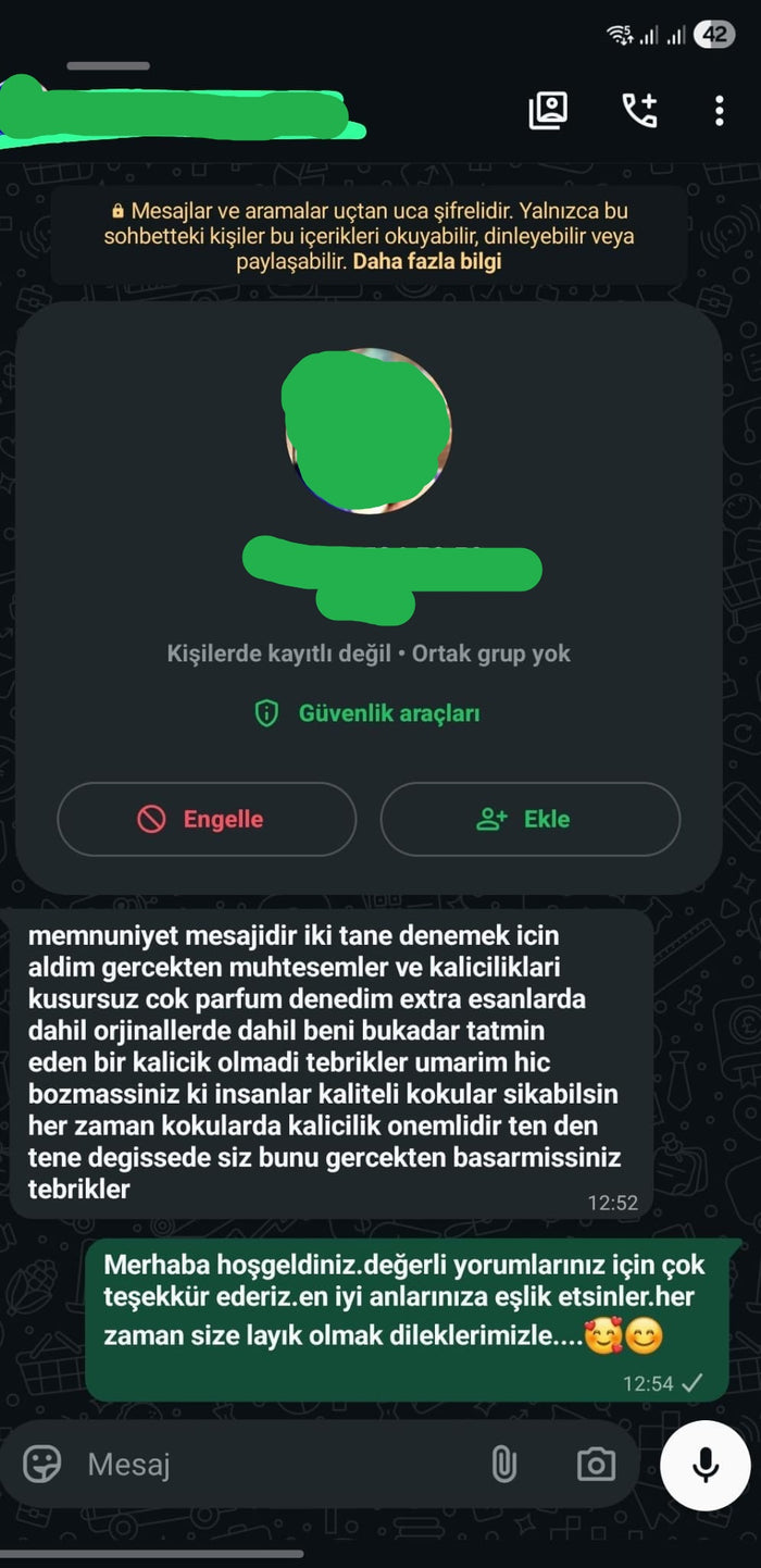 Müşteri WhatsApp yazışması