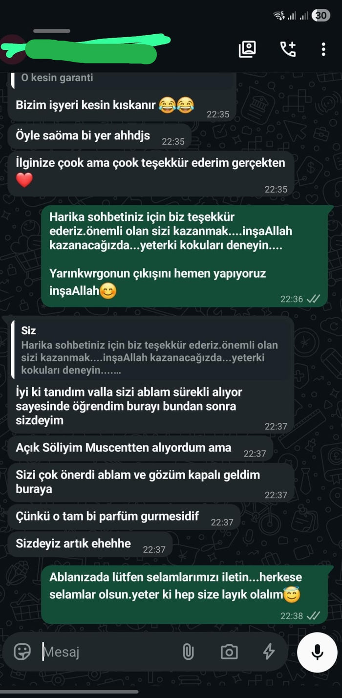 Müşteri WhatsApp yazışması