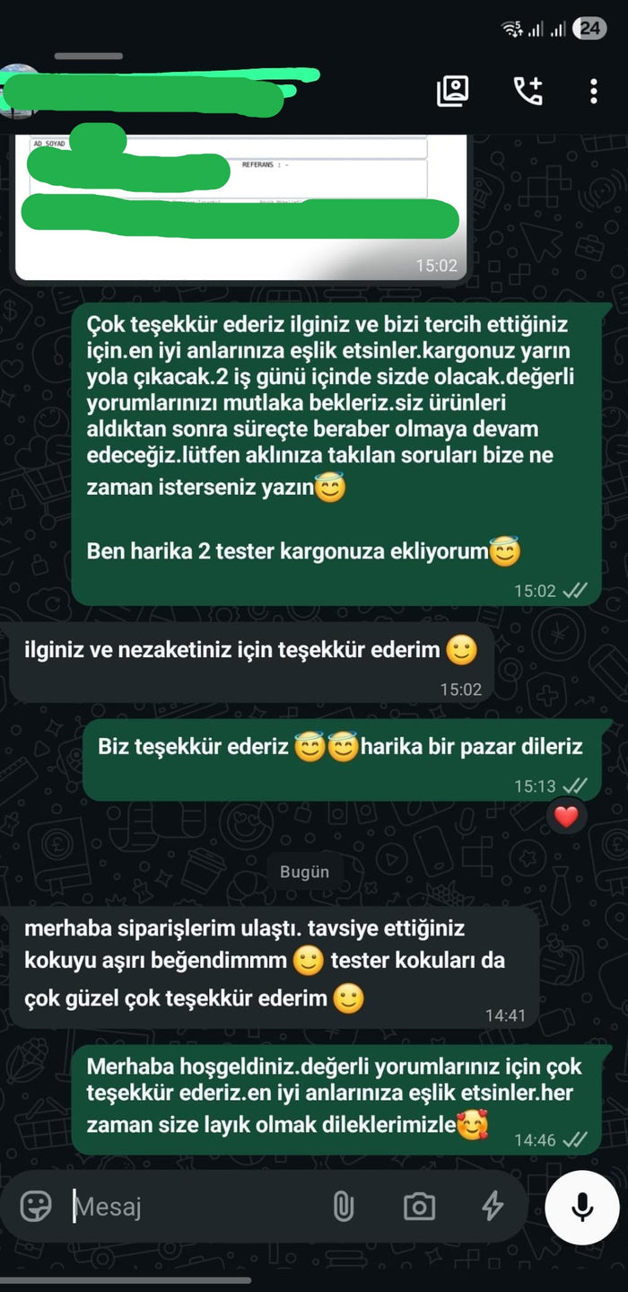 Müşteri WhatsApp yazışması