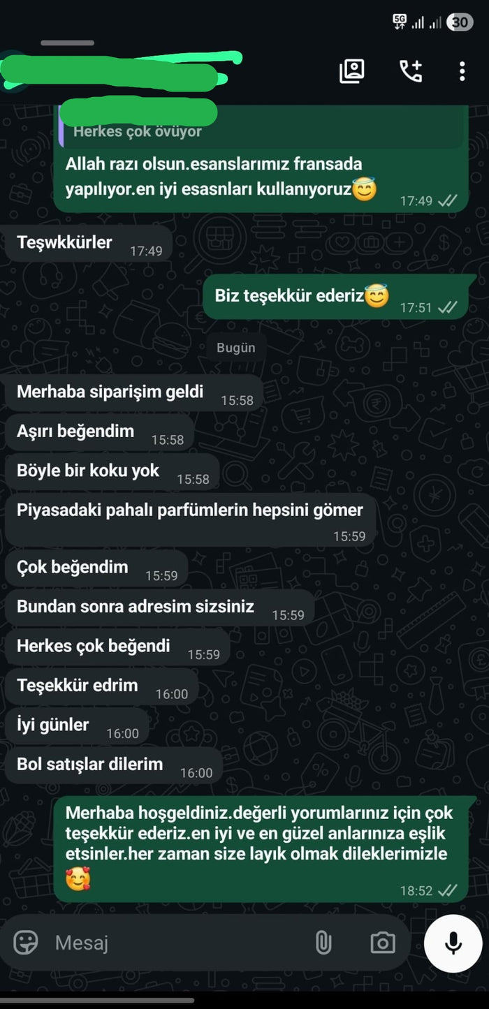 Müşteri WhatsApp yazışması