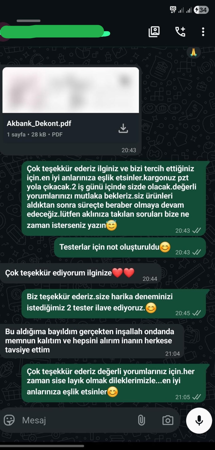 Müşteri WhatsApp yazışması