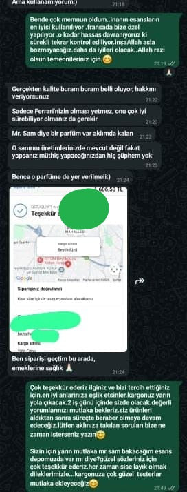 Müşteri WhatsApp yazışması