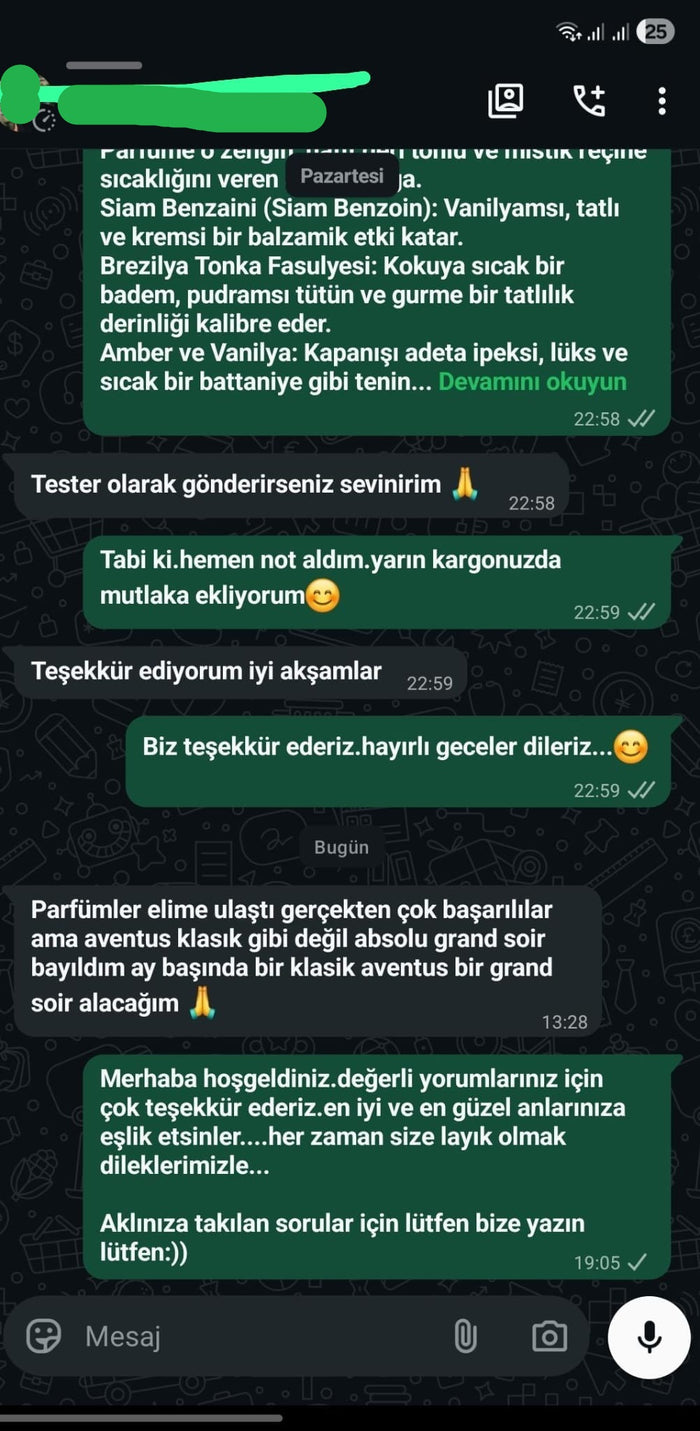 Müşteri WhatsApp yazışması