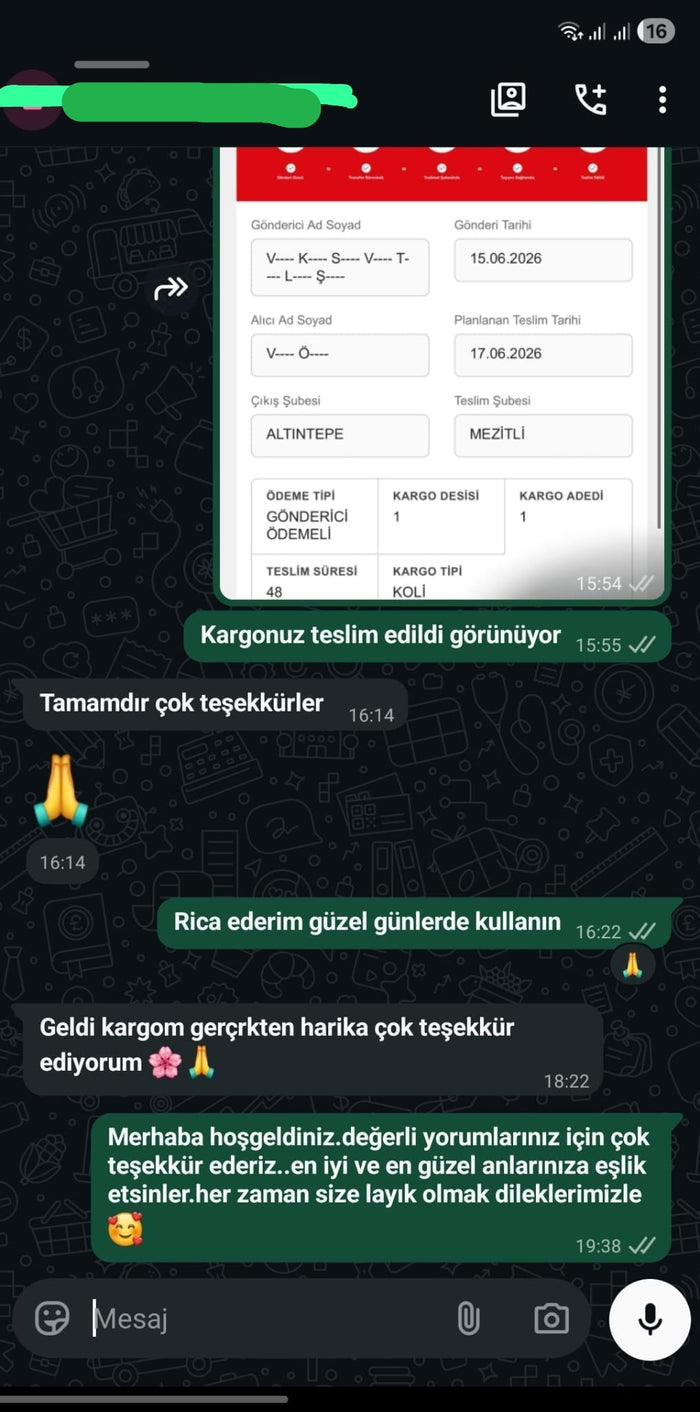 Müşteri WhatsApp yazışması