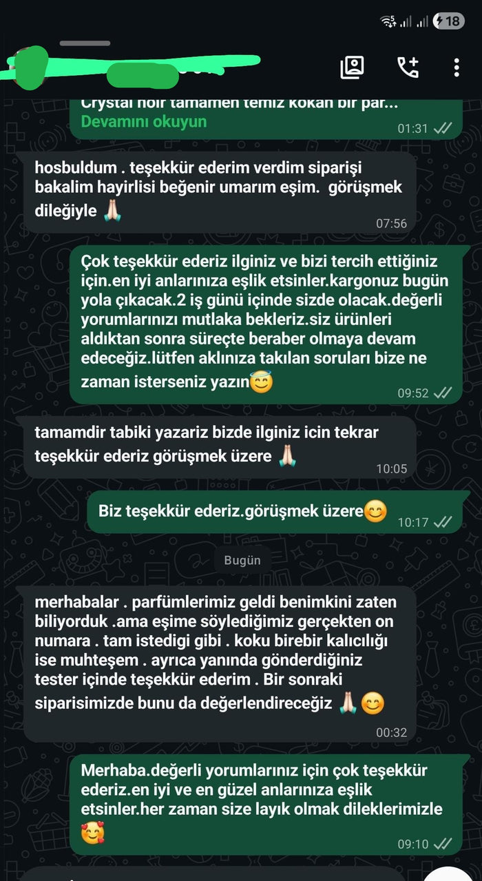 Müşteri WhatsApp yazışması