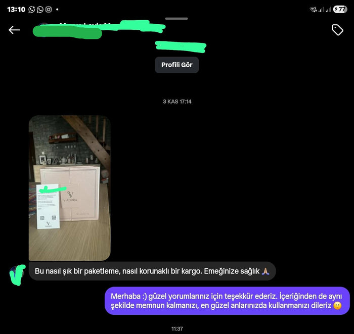 Müşteri WhatsApp yazışması