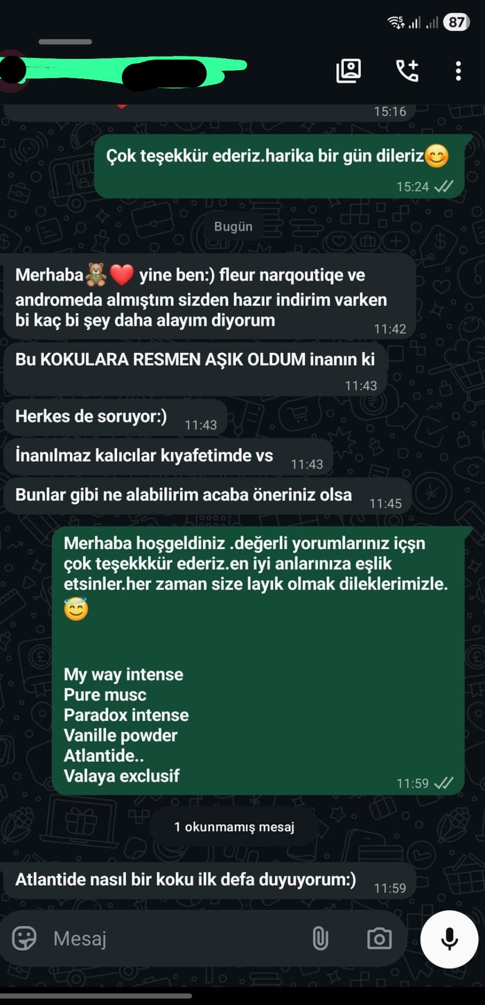 Müşteri WhatsApp yazışması