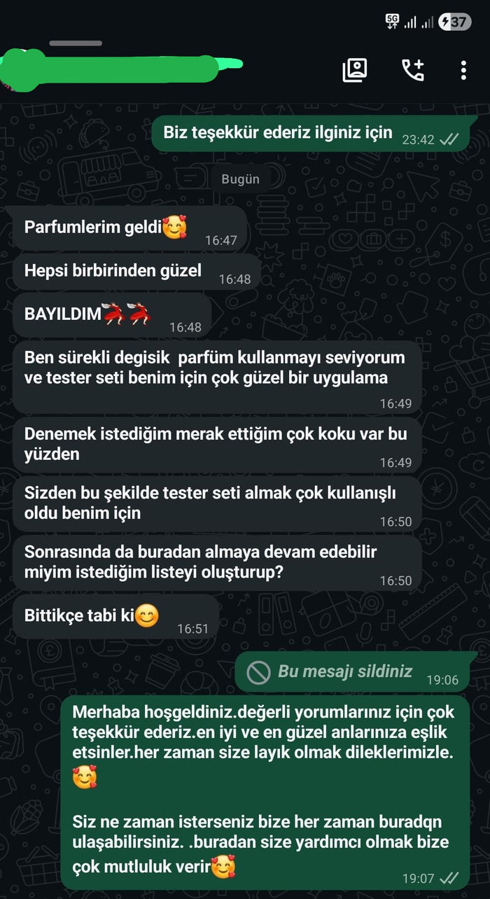 Müşteri WhatsApp yazışması