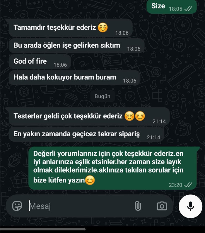 Müşteri WhatsApp yazışması