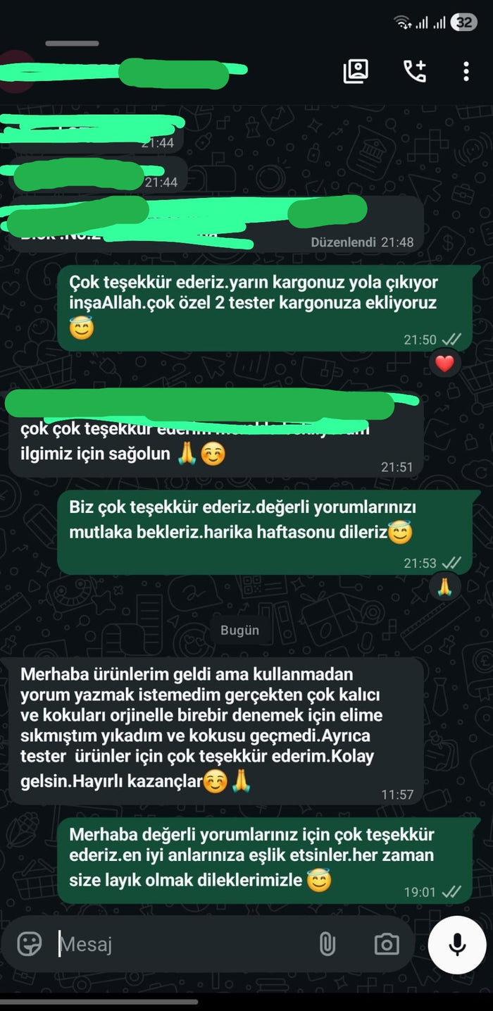 Müşteri WhatsApp yazışması