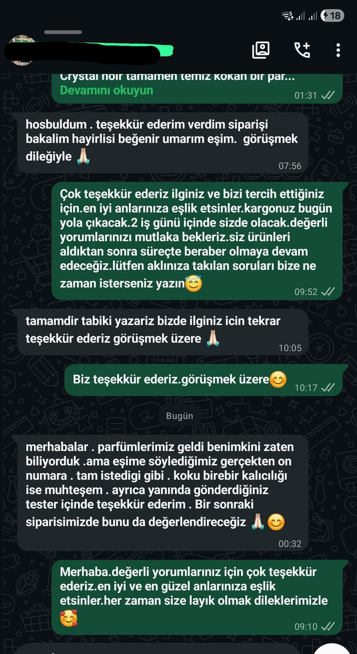Müşteri WhatsApp yazışması