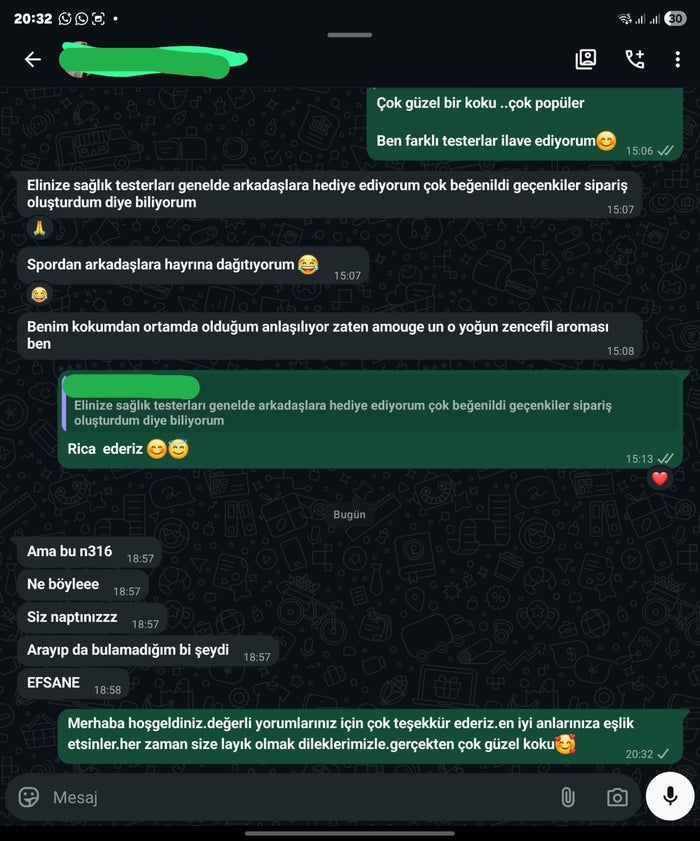 Müşteri WhatsApp yazışması