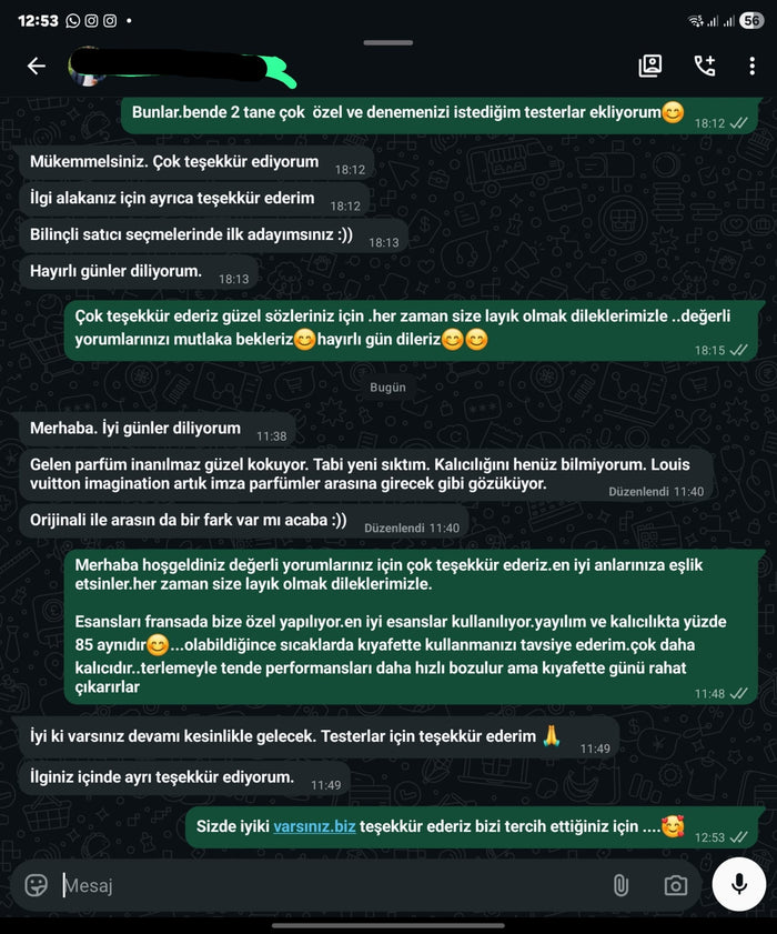 Müşteri WhatsApp yazışması