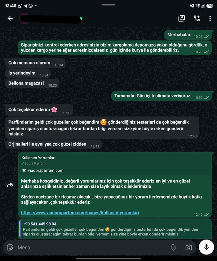 Müşteri WhatsApp yazışması