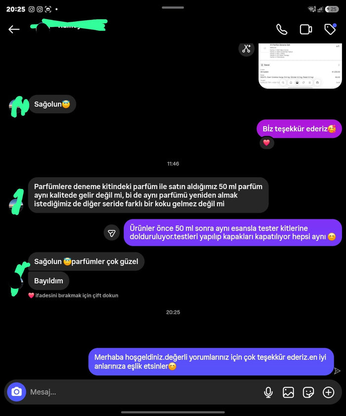 Müşteri WhatsApp yazışması