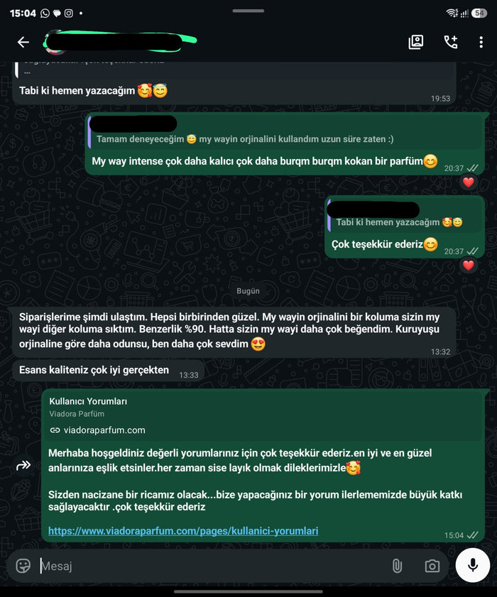 Müşteri WhatsApp yazışması