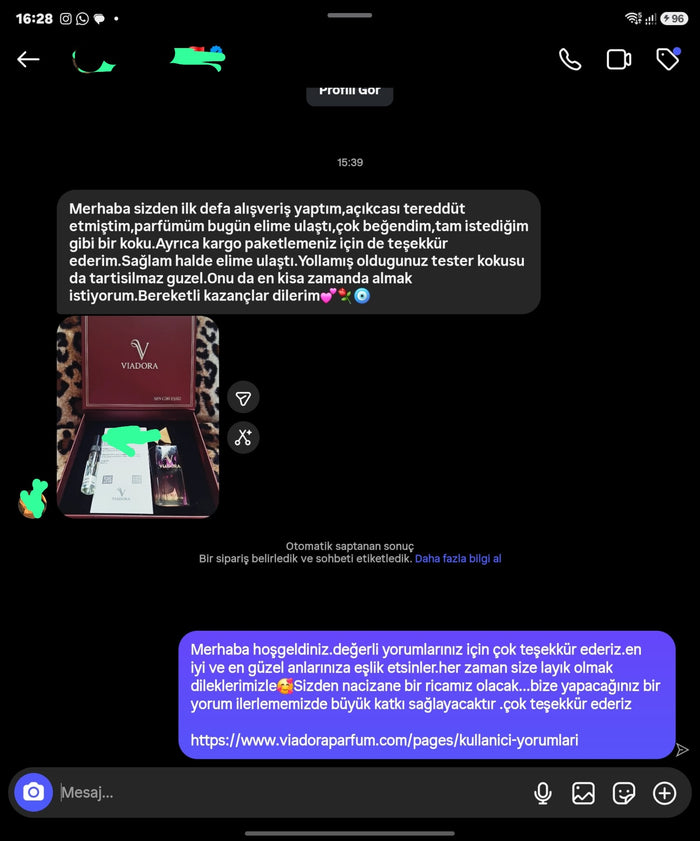 Müşteri WhatsApp yazışması