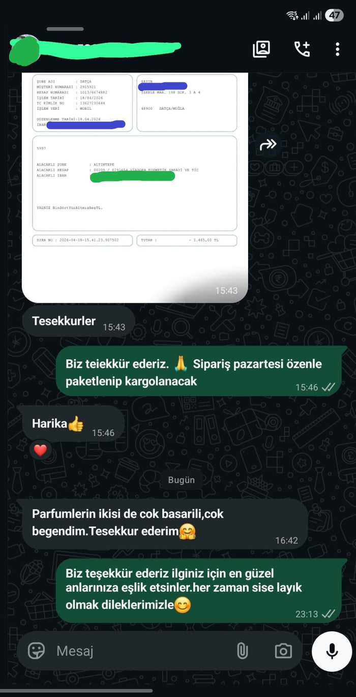 Müşteri WhatsApp yazışması