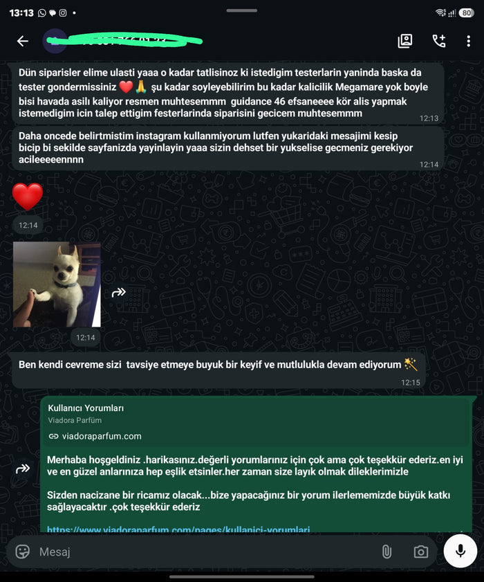 Müşteri WhatsApp yazışması